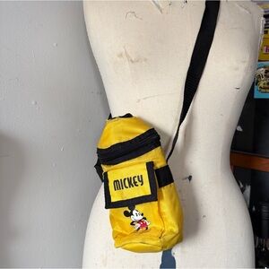 Vintage Disney Yellow Mickey Crossbody Belt Bag with Black Strap